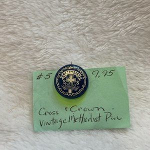 Vintage SS Sunday‎ School Methodist Cross Crown Little System Pin Pin Back